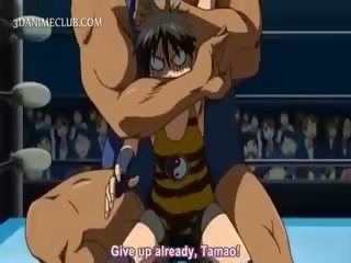 Gjigand wrestler e pacensuruar qirje një e ëmbël anime vajzë