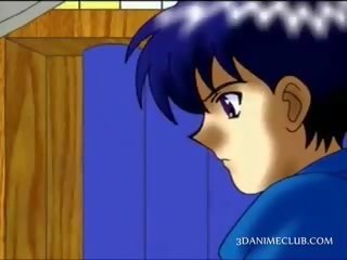 Anime hottie kthyer në pas dush jumps në një adoleshent djalosh
