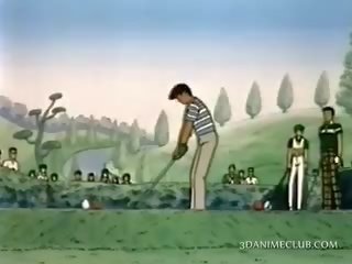 Anime querida bateu canino estilo em o golf campo