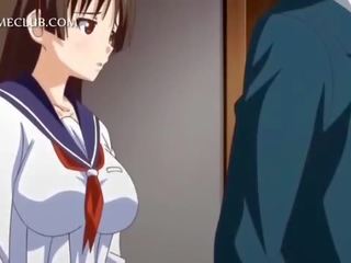 Anime ragazza in uniforme soffiando grande cazzo