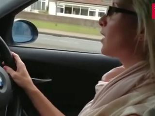 My Slutty Busty Wifey Loves to Drive a Car Flashing her Tits