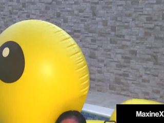 Hot asia mom maxine x mounts an mebur yellow duck & orgasms!