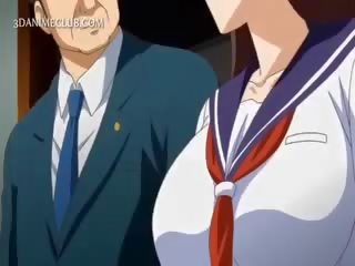 Anime dziewczyna w szkoła jednolity dmuchanie duży kutas