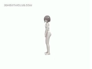 Biru berambut animasi pornografi gadis menunjukkan aktiva di sempit