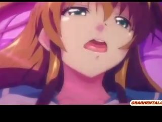Krūtinga japoniškas anime mišrūs studentai tittyfucking ir nuleidimas ant veido cumming