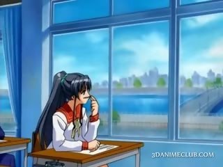 E turpshme anime vajzë qirje kar në gojë dhe kuçkë merr crampie