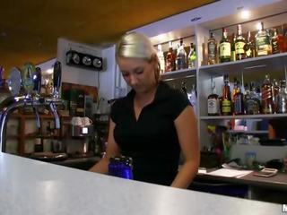 Hot bartender chick Lenka fucks for cash
