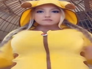 Lactating Blonde Braids Pigtails Pikachu Sucks & Spits Milk On Huge Boobs Bouncing On Dildo Snapchat sex vids