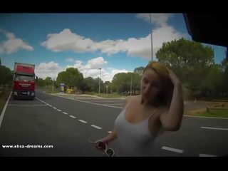 Flashing naked on a rest area for the truckers