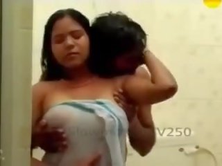 Hot And Cute Indian Aunty's Wet Boobs Pressed