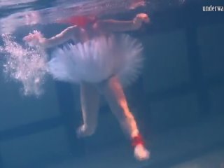 Bulava Lozhkova With a Red Tie and Skirt Underwater