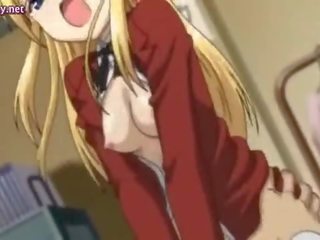 Blondīne anime meitene bauda liels hammer