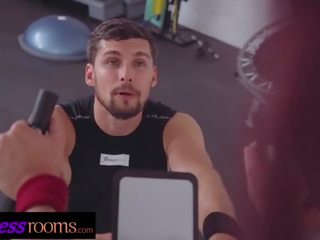 Fitness Rooms Big penis personal trainer fucks enchanting redhead on exercise bike