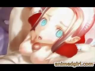 Graziosa 3d hentai cameriera tittyfucked e cummed su faccia