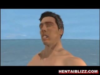 3d animé gros seins salope suce bite et obtient jizzed