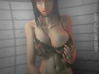 3d anime kvinne i briller leketøy twat